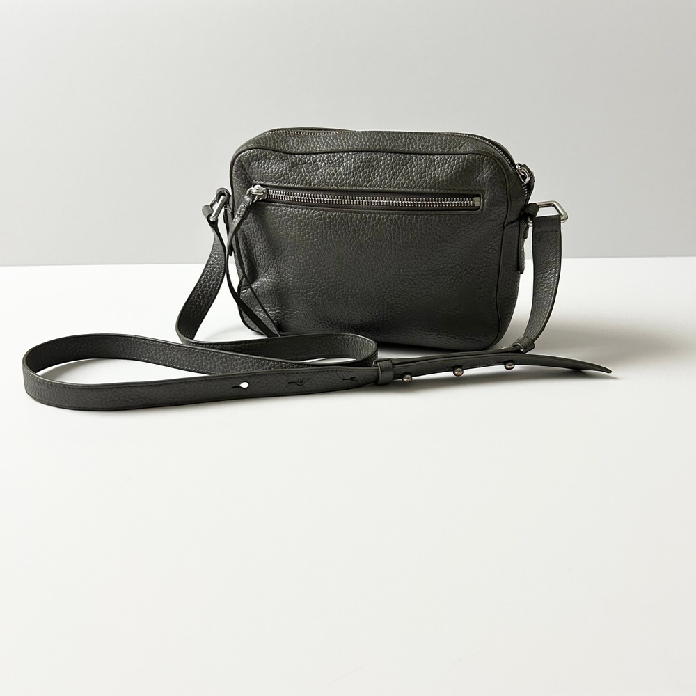 AllSaints Captain Crossbody Bag 100% Cow Leather Grey Small Adjustable Strap